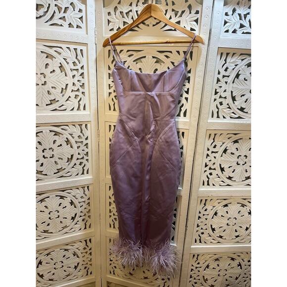 House of CB Helena Orchid Satin Midi Dress Size XS Extra Small - Picture 6 of 10